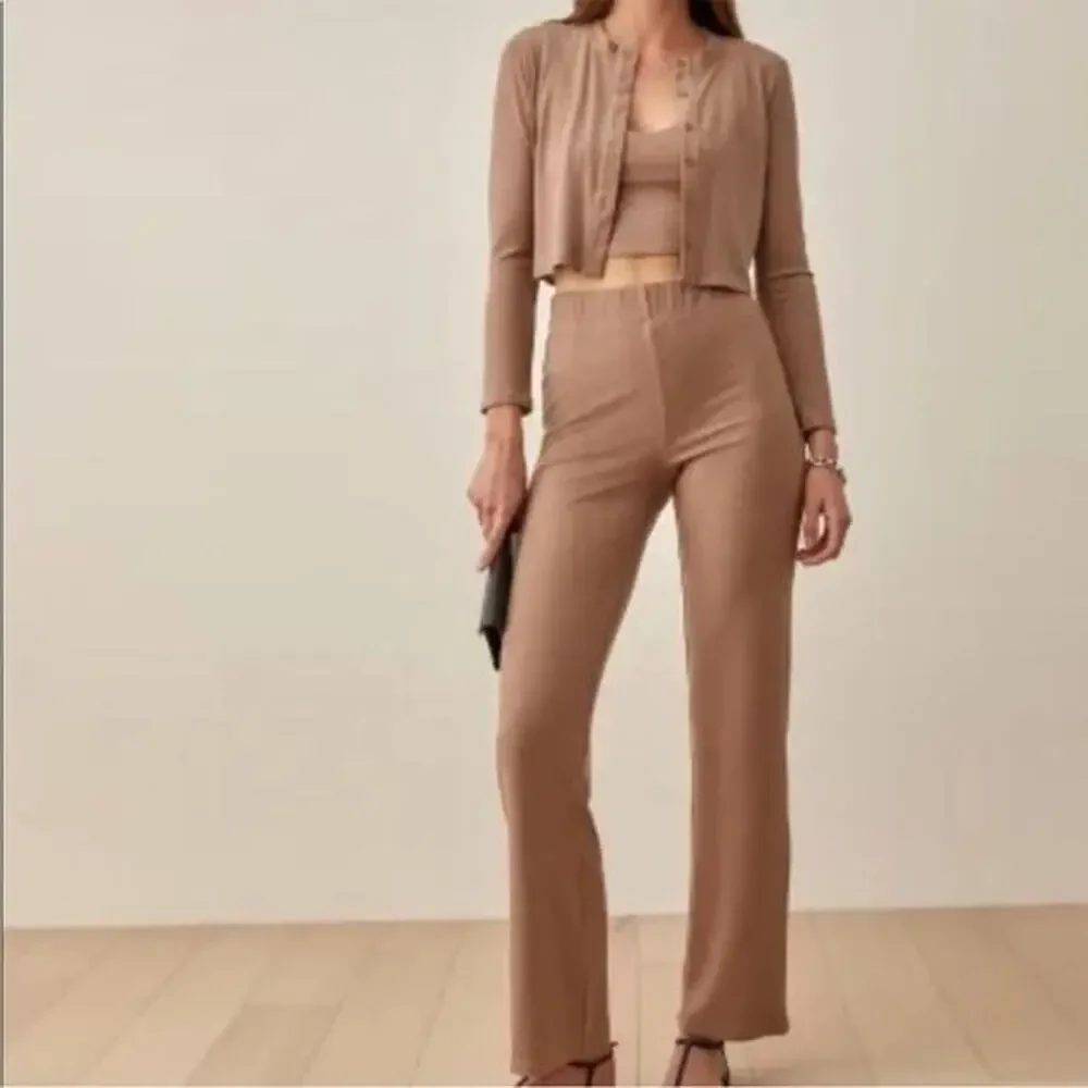 Reformation pant/cardigan set Clay sz M USA Made - Picture 7 of 7